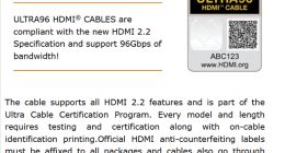 HDMI 2.2最終規格發布：帶寬翻倍至96Gbps，支持16K分辨率