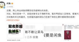 閑魚否認冠名蘇超球隊